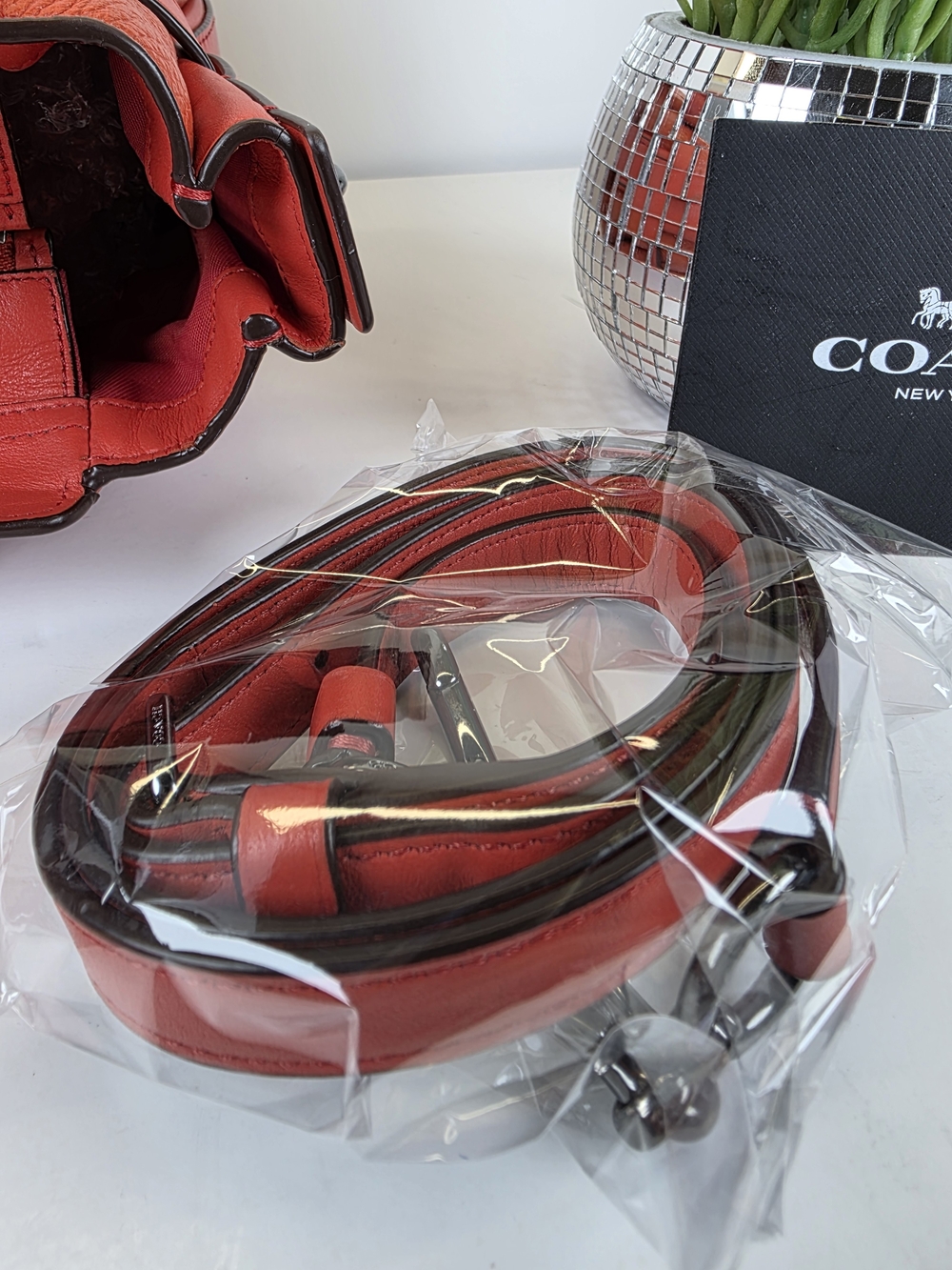 Coach Swager 27 Red Orange Leather Satchel Handbag Crossbody Bag - Picture 11 of 16